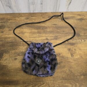Christine Clarke Purple and Black Faux Fur Crossbody Bag